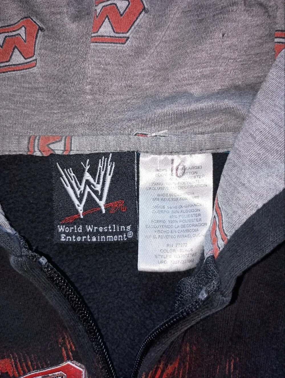 Vintage WWE RAW Black Graphic Zip-Up Hoodie